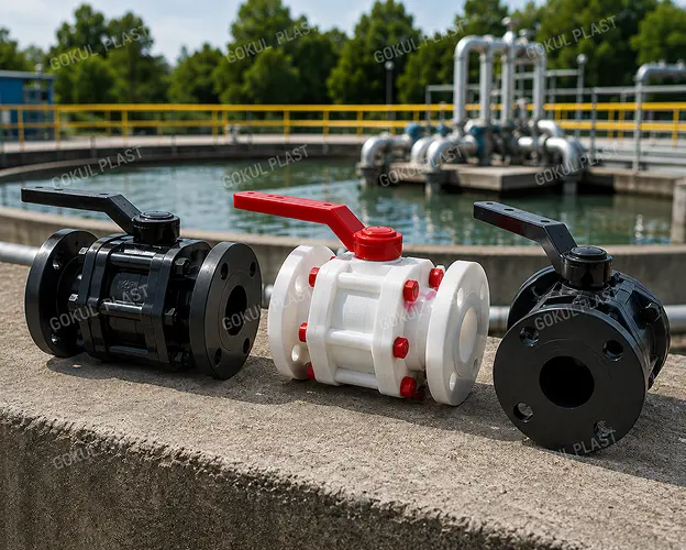 HDPE Three Piece Ball Valve Flange End